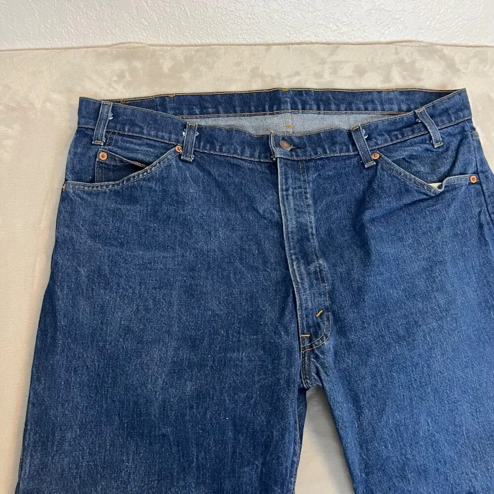 VTG Levis Jeans Mens 42x32 Dark Wash 20505 0217 USA Talon Zipper 80s‎ Orange Tab